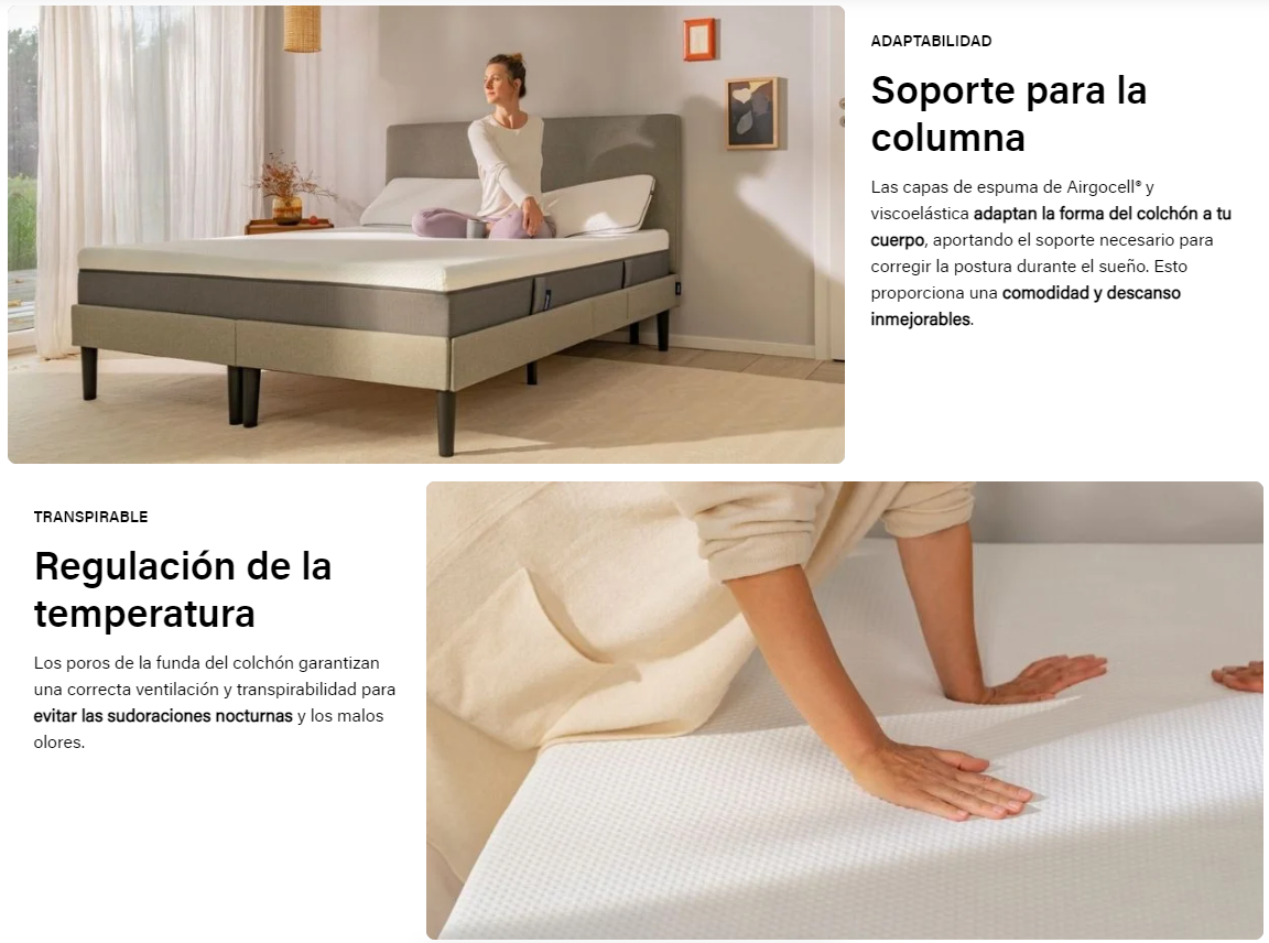 Colchón + almohadas Emma Sleep Hybrid Premium confort firme